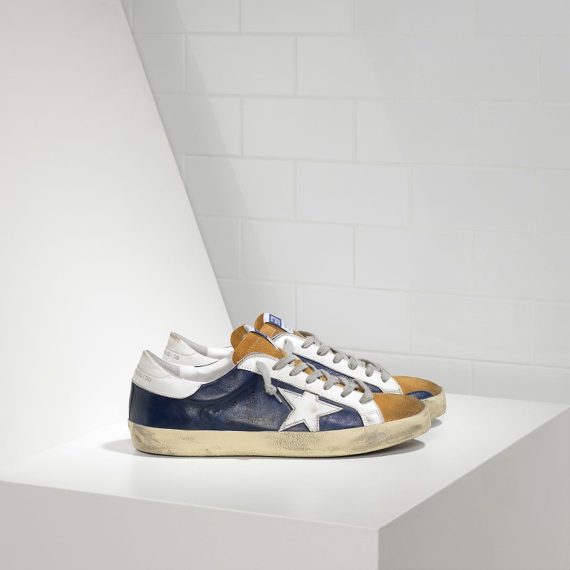 Golden Goose Super Star Sneakers In Leather With Leather Star Men